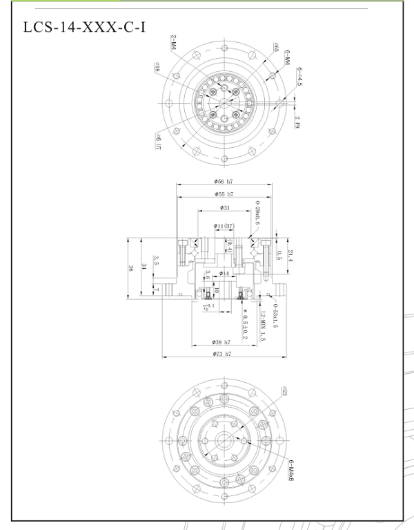 LCS14谐波减速机尺寸图