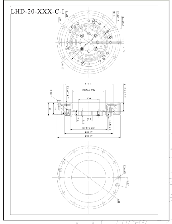 LHD20谐波减速机尺寸图