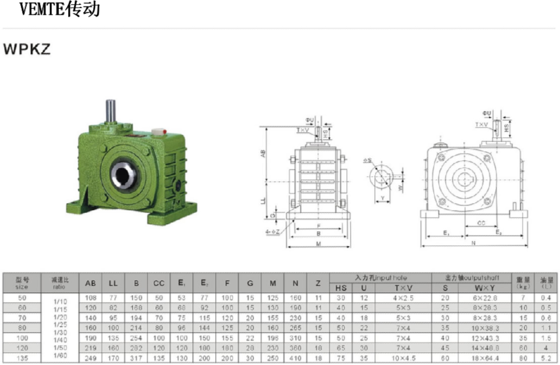 WPKZ减速机安装尺寸图纸