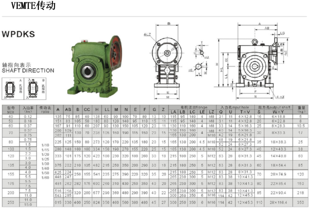 WPDKS减速器安装尺寸图纸