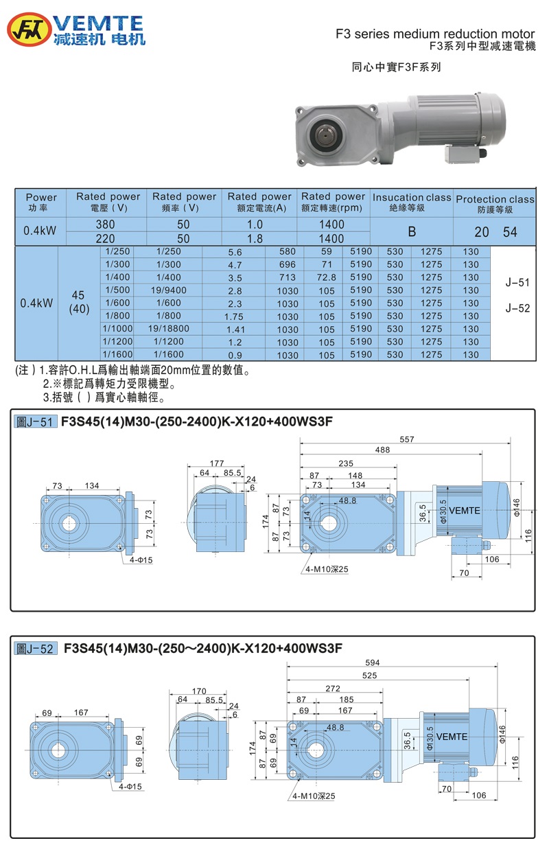 标准型大速比带电机0.4KW-实心轴