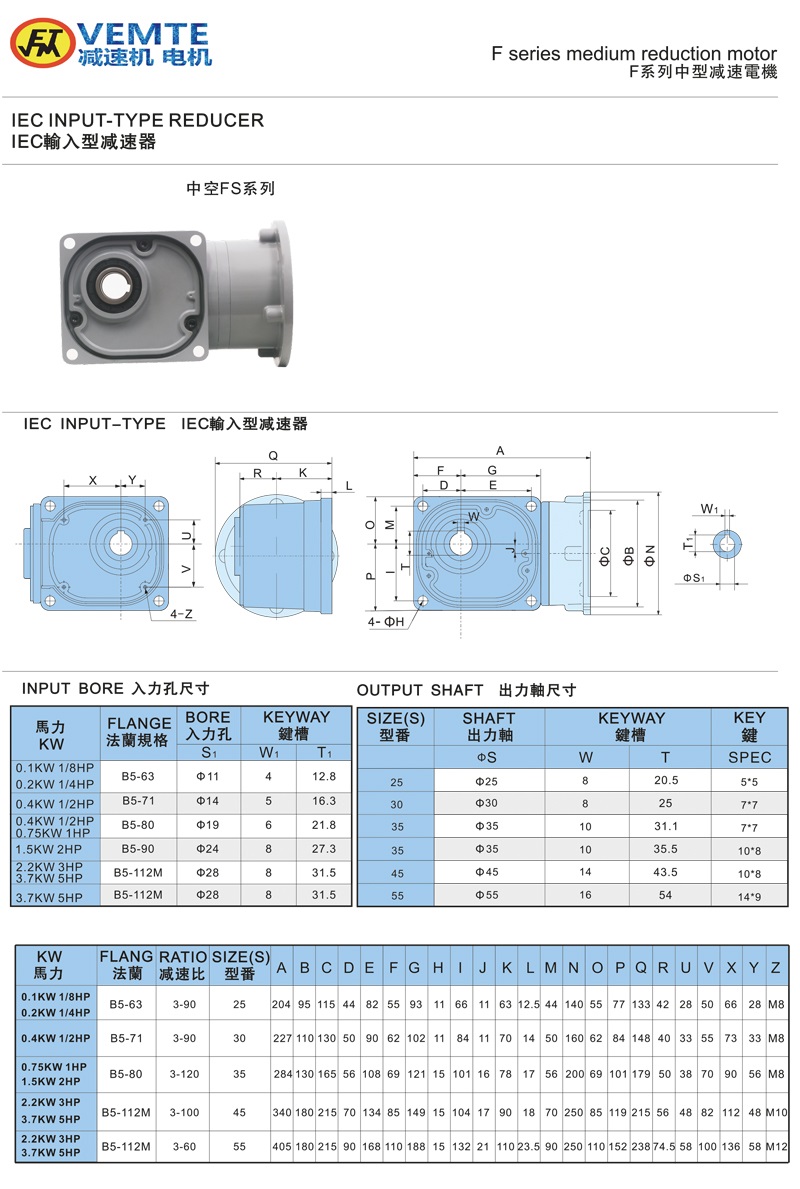 缩框型法兰入轴出通用款0.1-3.7KW