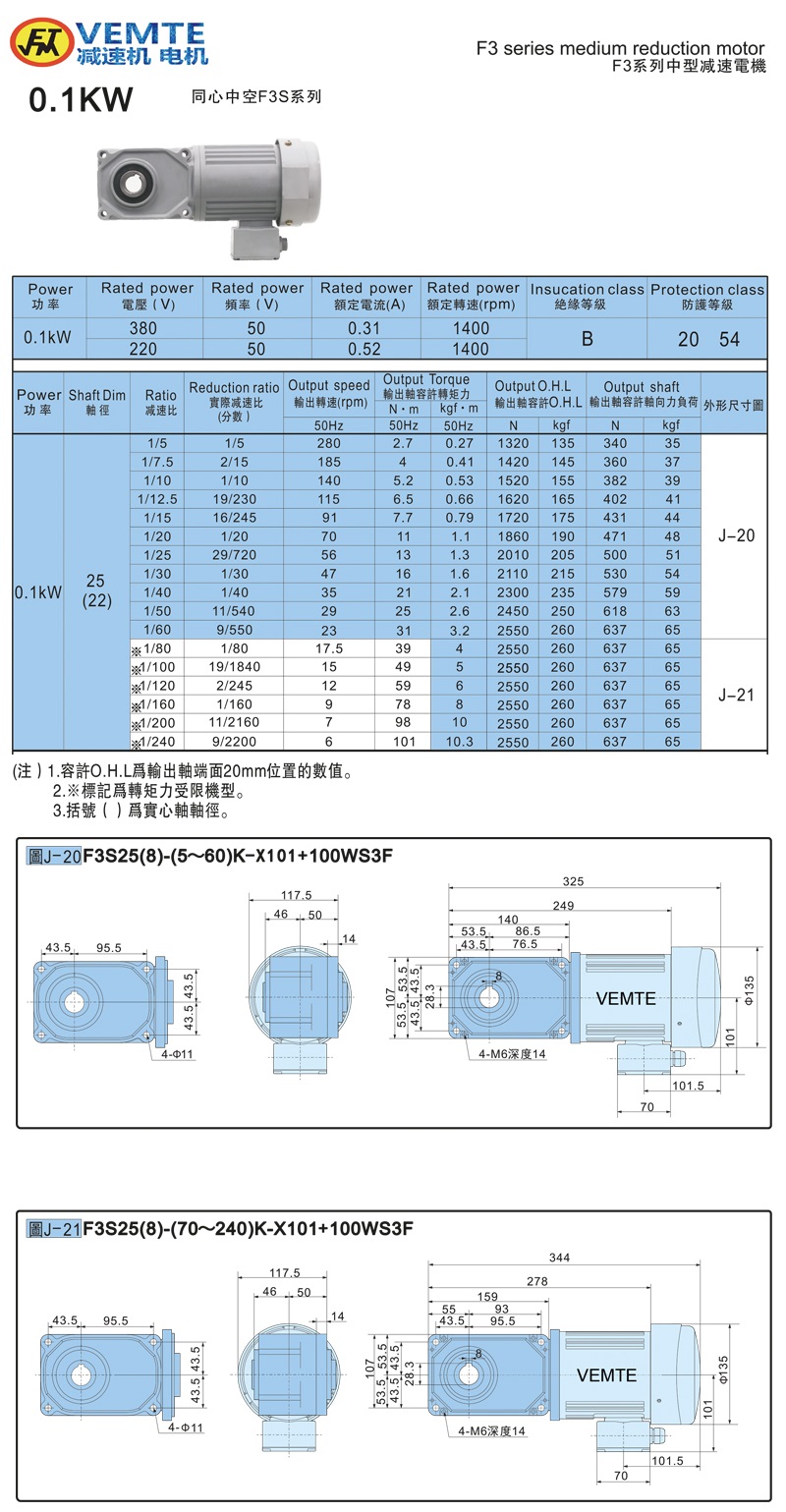 标准型带电机0.1KW-空心轴