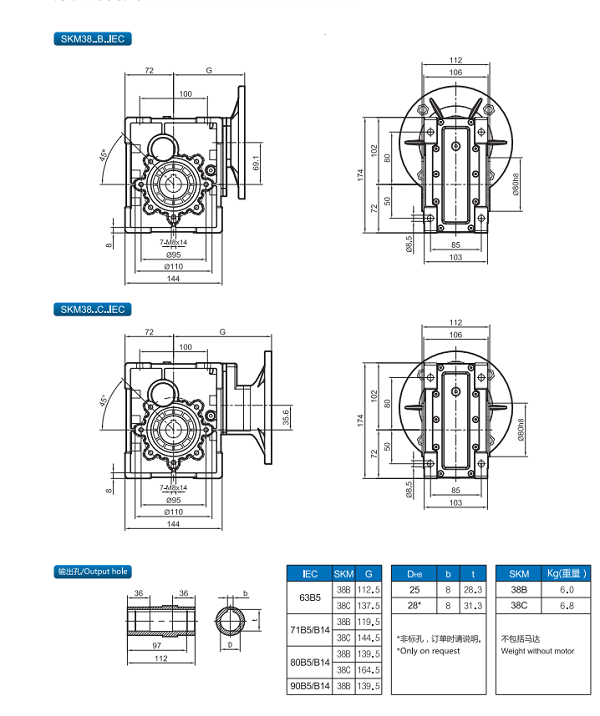 SKM38减速机尺寸图纸
