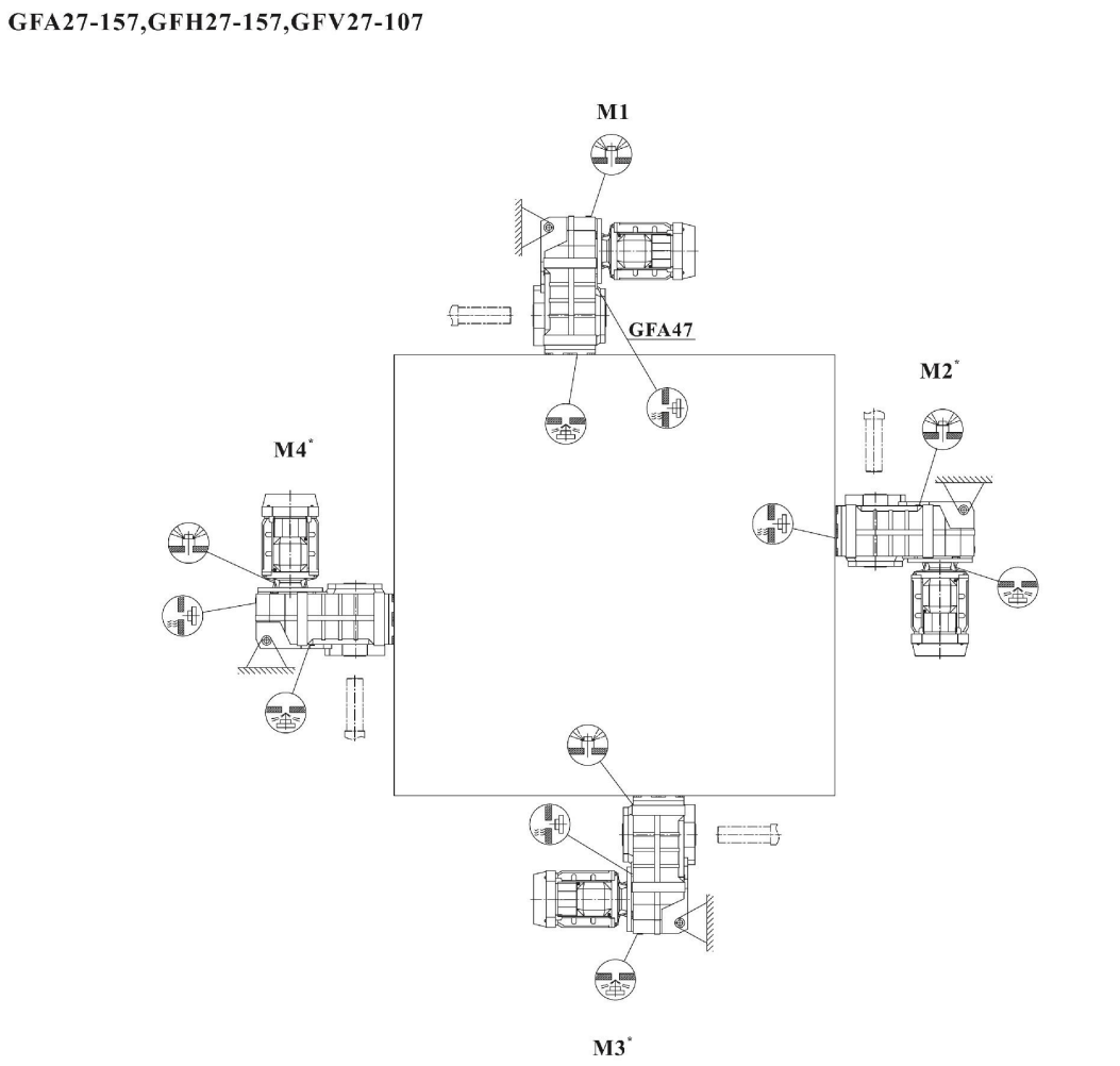 FA FH FV27-107减速机安装方位图